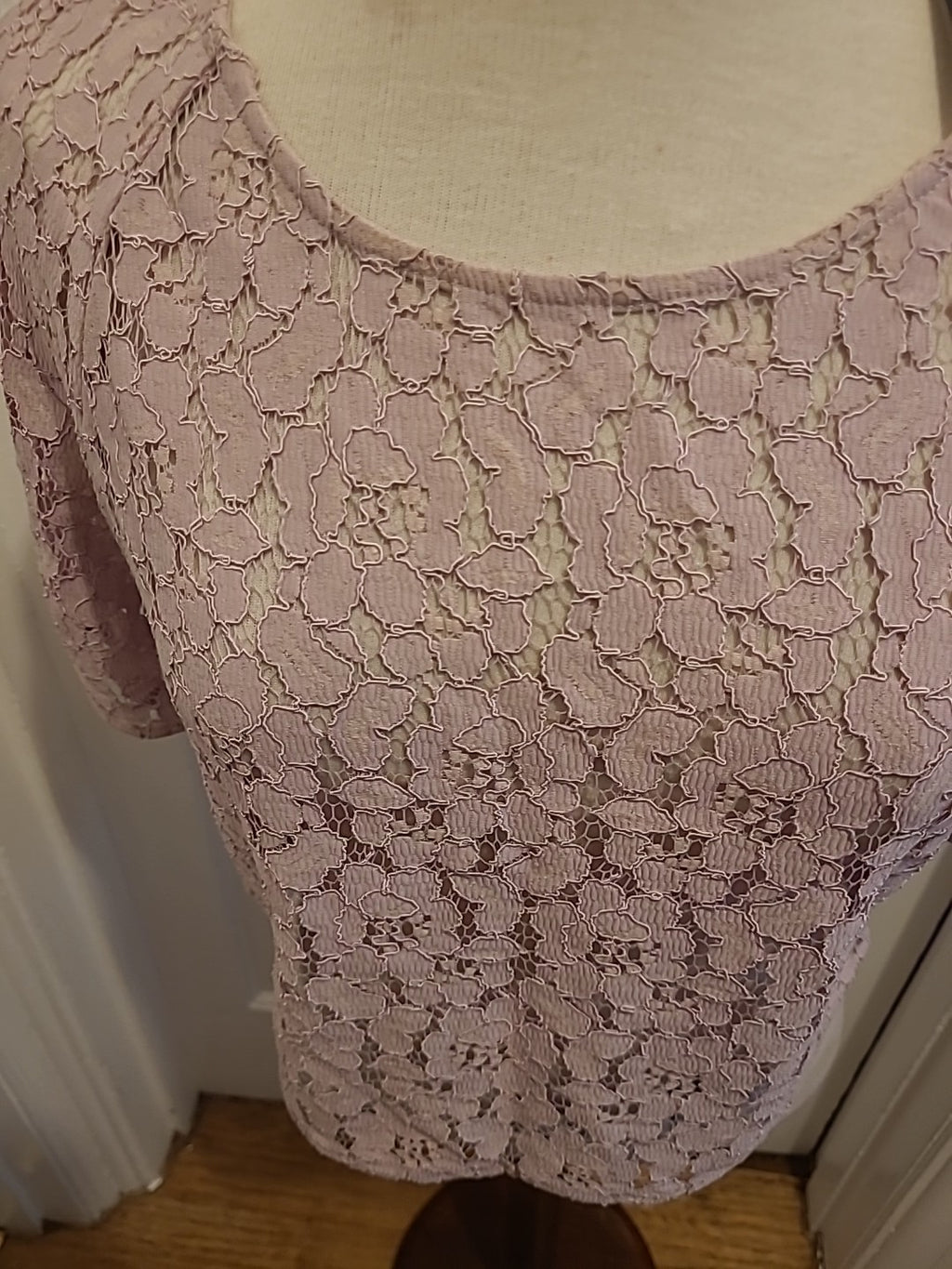 Brand New Ladies Next Size 10 Baby Pink Floral Lace Short Sleeved Tshirt