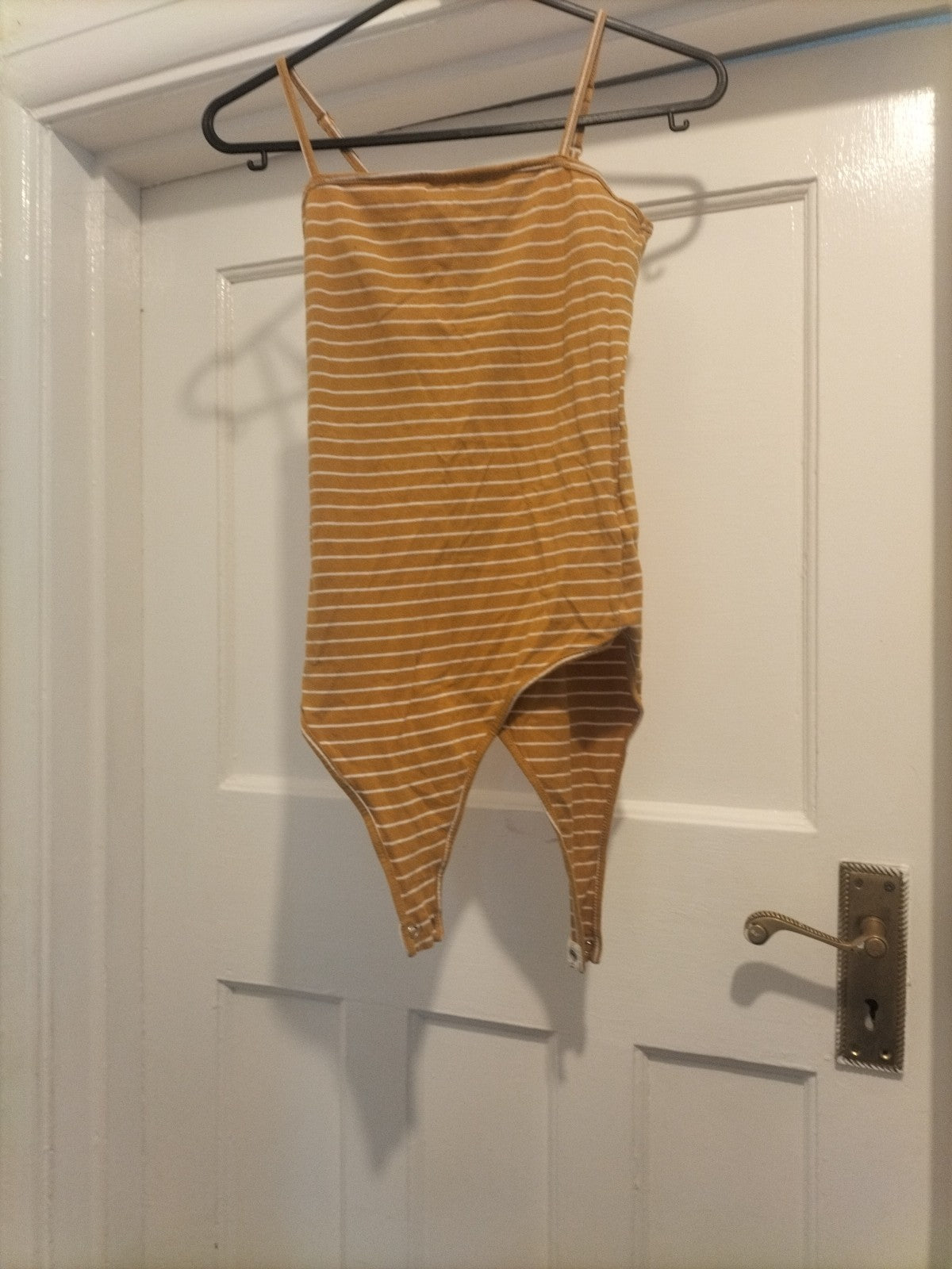 Ladies Primark Size 4 Yellow White Striped Sleeveless Bodysuit