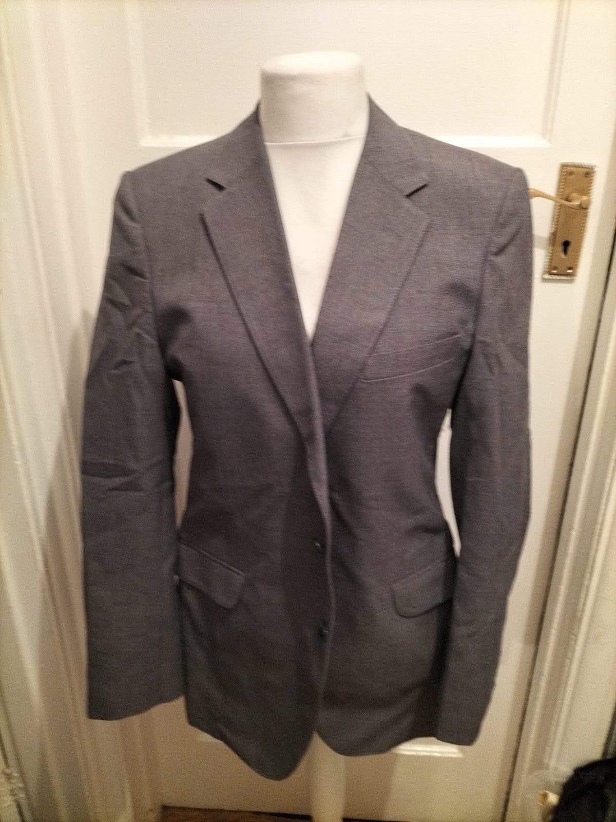 Mens St Michael Size 39-40 Long Grey Blazer Suit Jacket