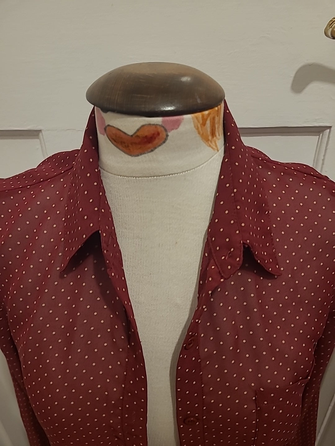 Ladies Cameo Rose Size 12 Purple White Polkadot Style Long Sleeved Blouse