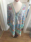 Ladies Small Multi Coloured Floral Aztec Mid Sleeved Dress