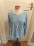 Ladies Mona Size 14R Pale Blue Silver Sequined Long Sleeved Tshirt