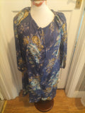 Ladies C&A Size 14 Floral See Through Long Sleeved Dress