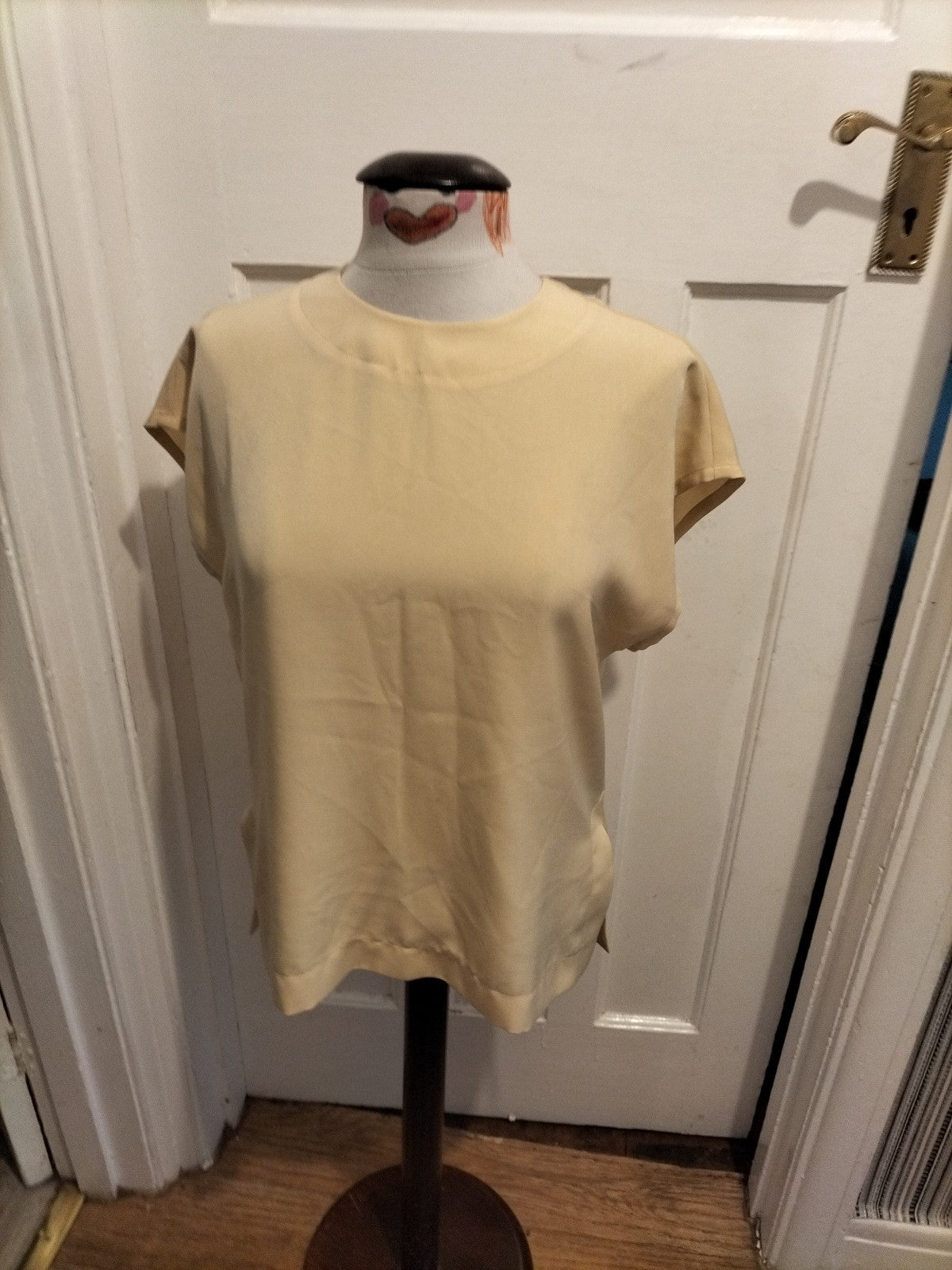 Ladies Precis Size 10 Pale Beige Sleeveless Blouse