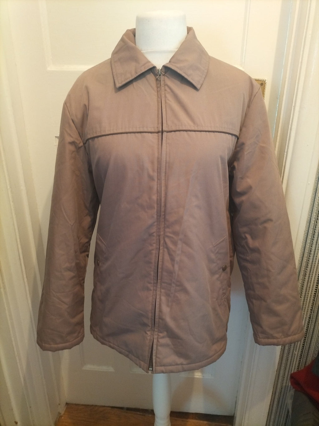 Ladies Marks And Spencer Size Large Dark Beige Full Zip Lined Jacket