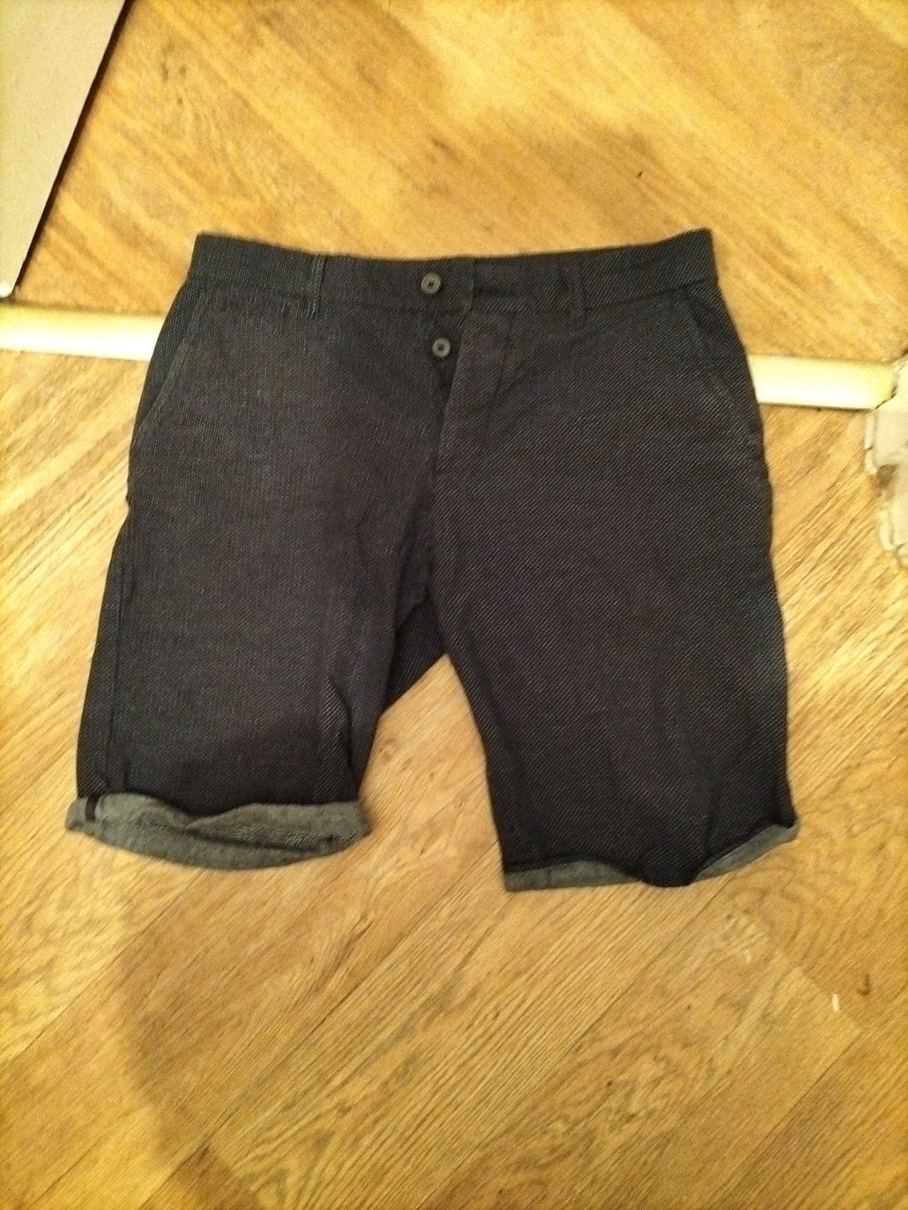 Mens Denim&Co Size 30" Belted Chino Straight Stretch Navy And White