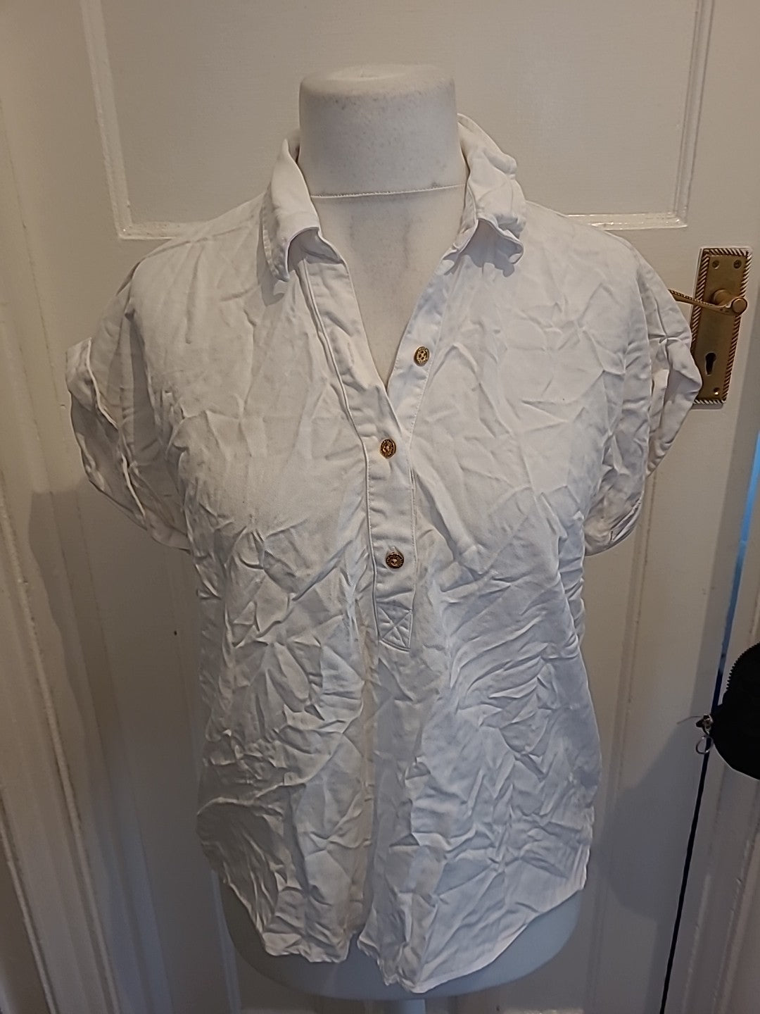 Mens Ellen Tracey Size Large White Short Sleeved Polo