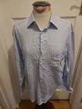 Mens Canali Size 15.75" Blue/White Fleck Long Sleeved Shirt
