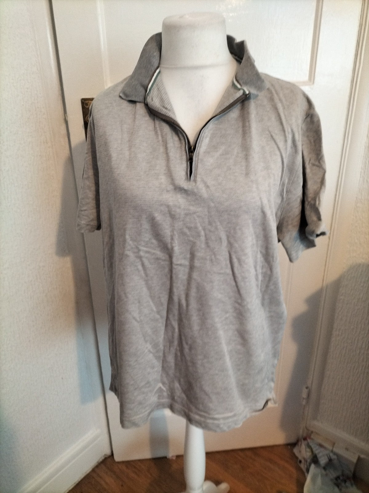 Mens Collezione Size 2XL Tailored Fit Grey Patterned Polo