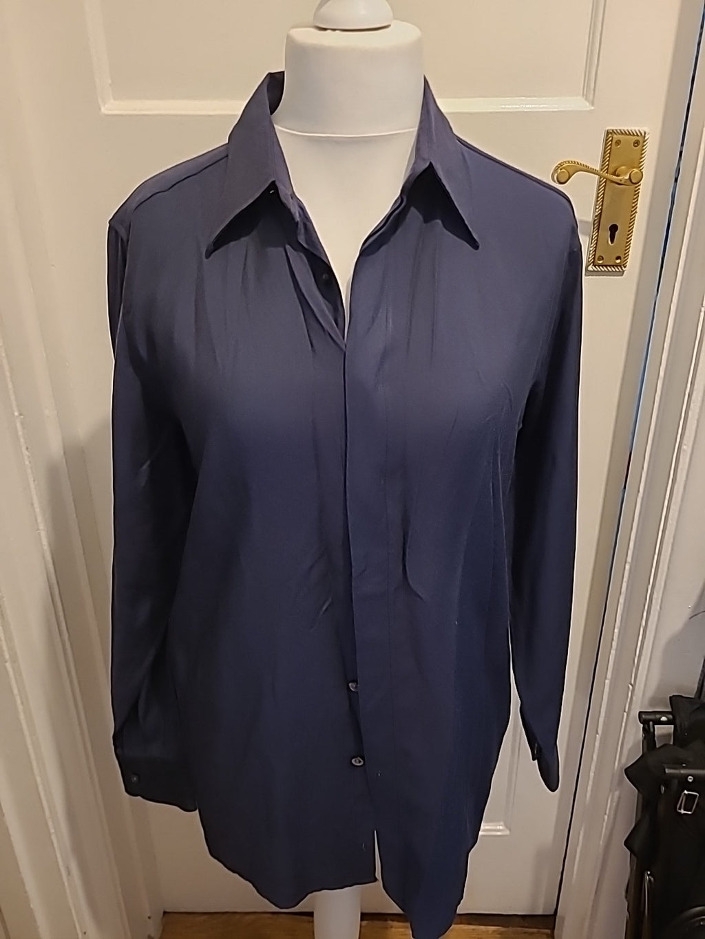 Mens BHS Size M Navy Long Sleeved Shirt