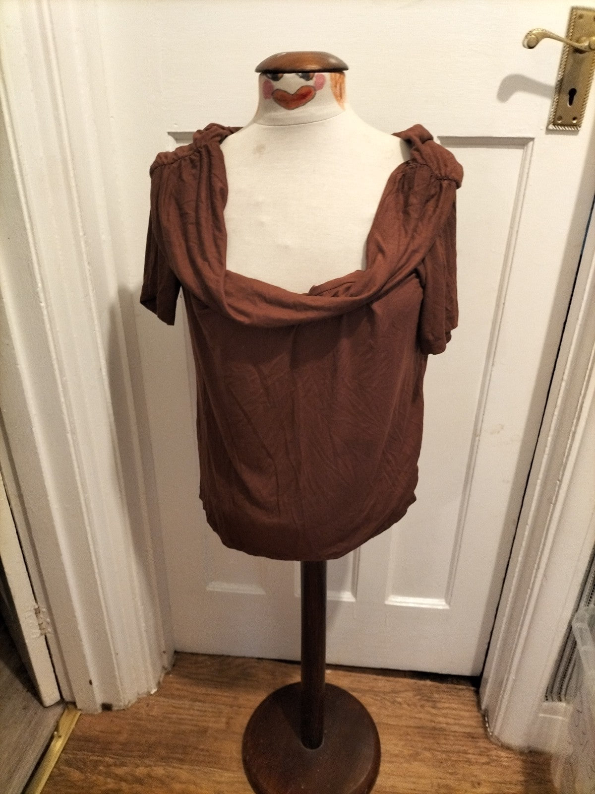 Ladies Marks And Spencer Size 18 Regular Brown Wide Neck Blouse