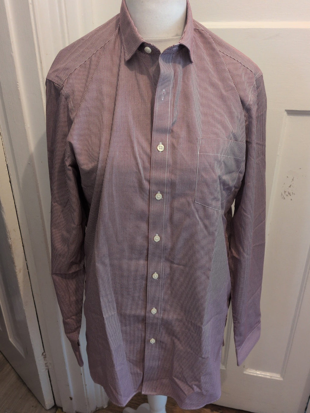 L Tall 80's 2 Ply Purple And White Long Sleeve Shirt