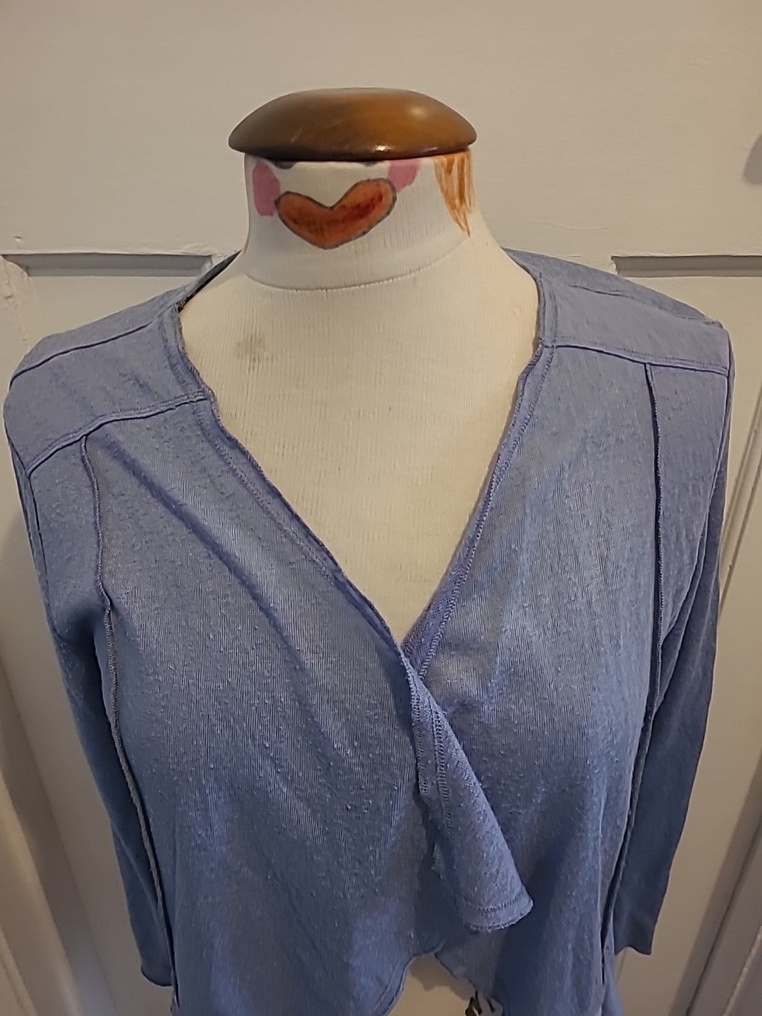Ladies Marks And Spencer Size 10 Smokey Blue Waterfall Cardigan