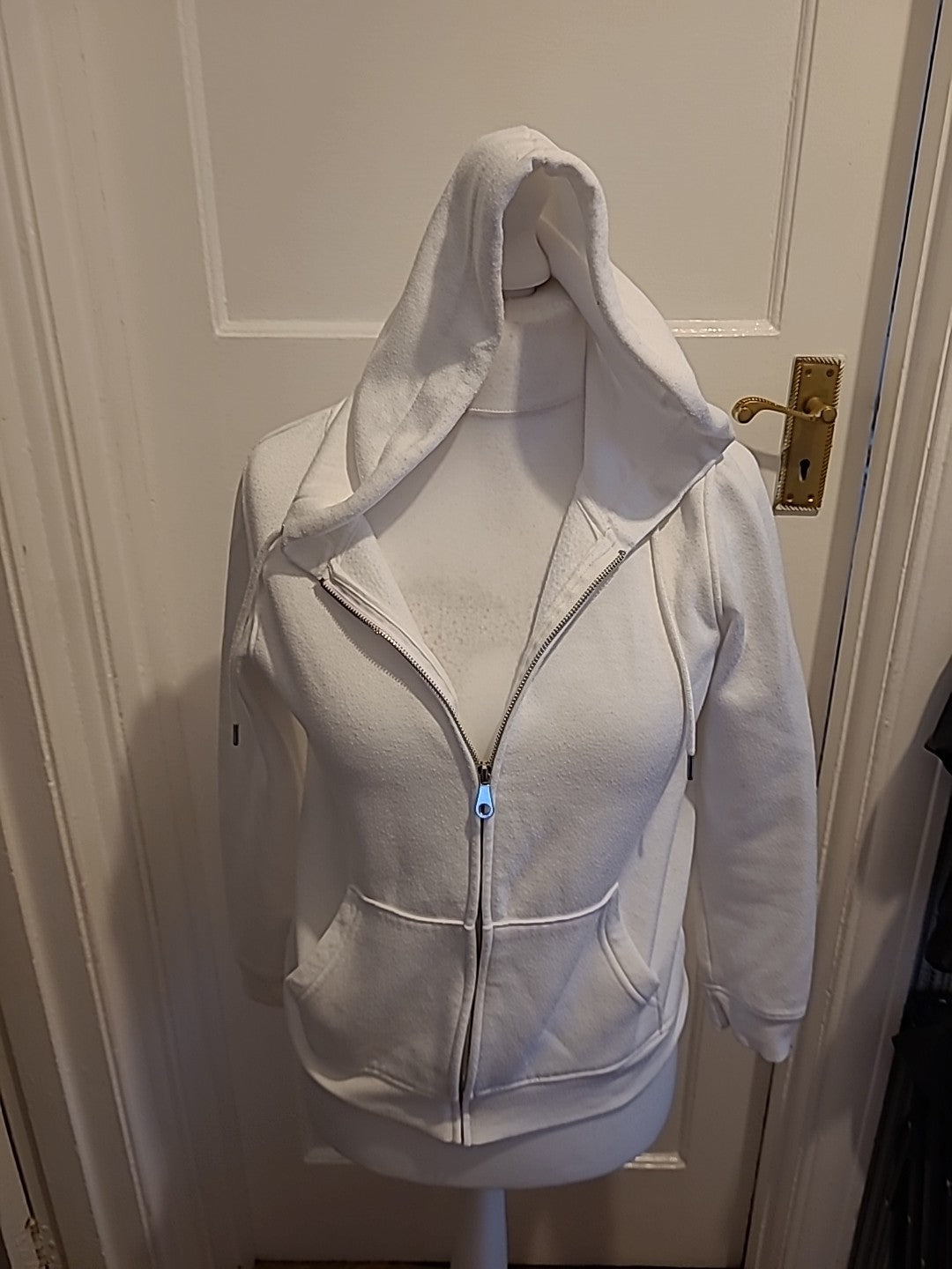 Ladies Papaya Size Small White Zipped Jacket Hoodie