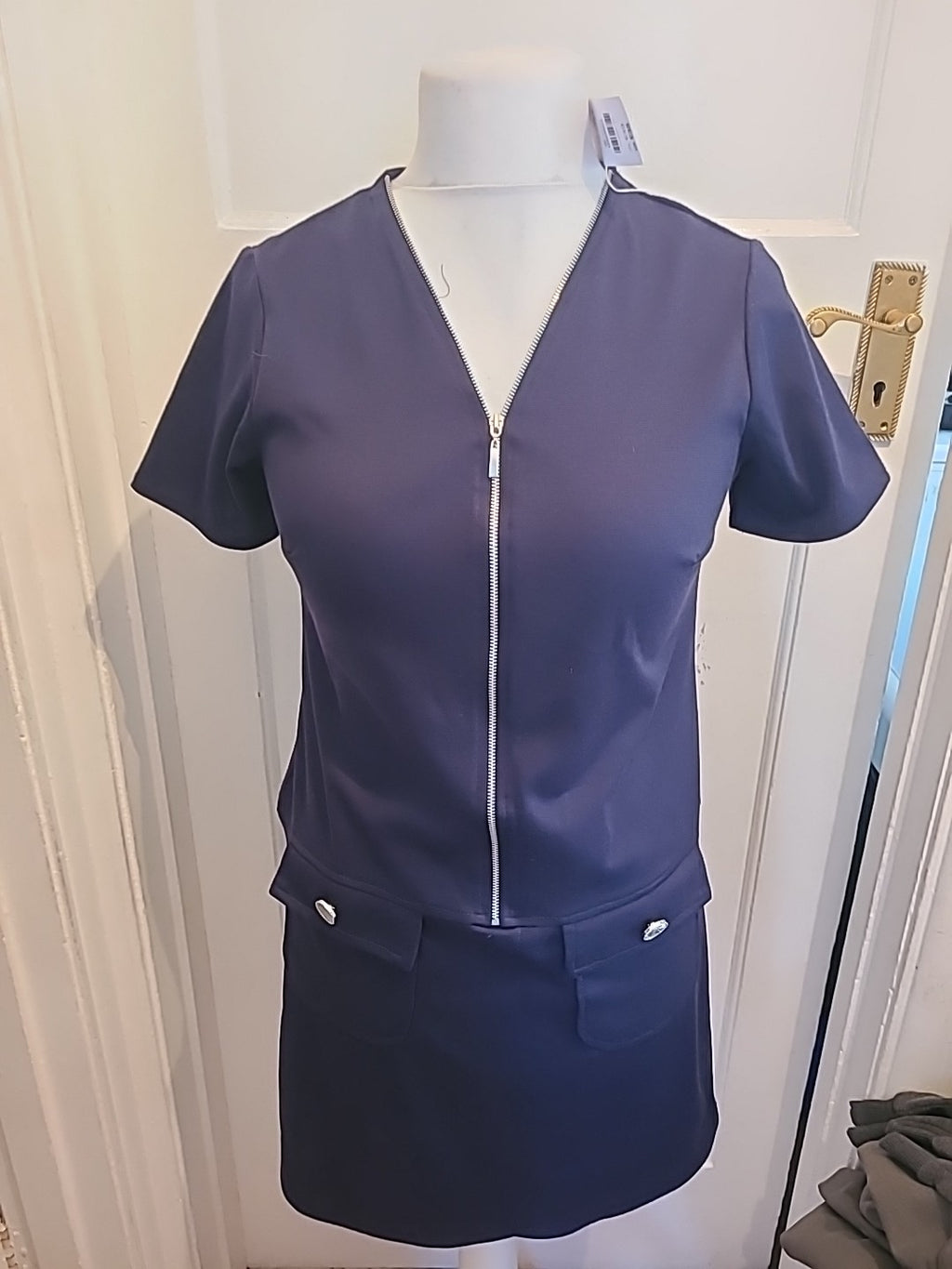 Brand New Ladies Wallis Size 12 Navy Short Sleeved Dress Rrp £35