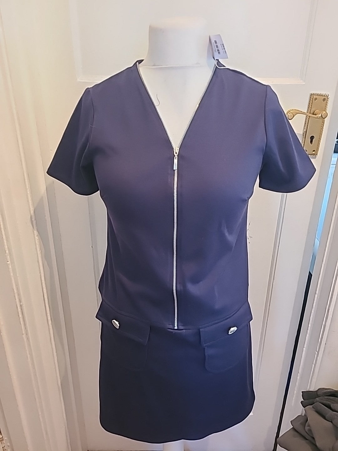 Brand New Ladies Wallis Size 12 Navy Short Sleeved Dress Rrp £35