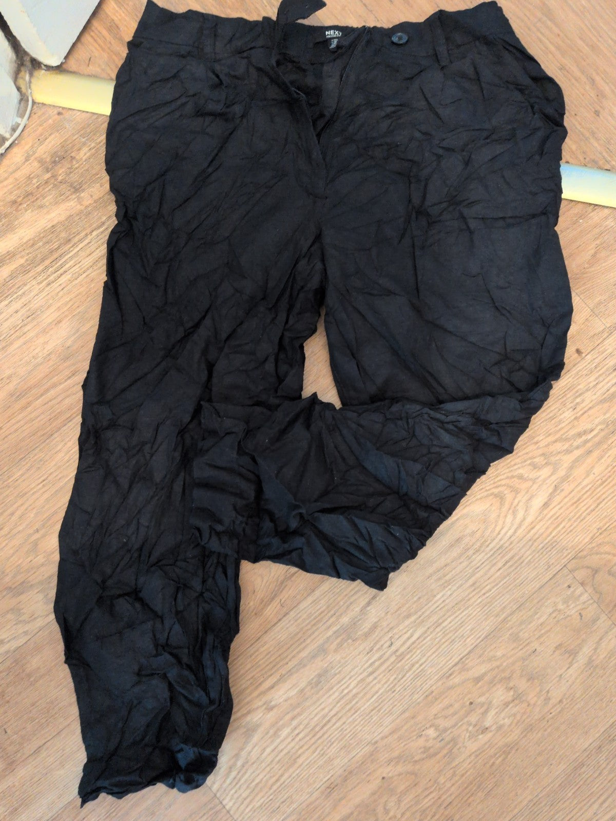 Next 10S Black Linen Blend Trousers