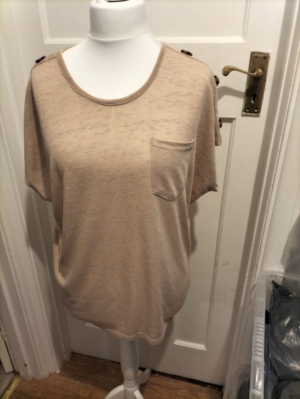 Ladies Pep&Co Size Small Beige Pale Brown Short Sleeved Blouse