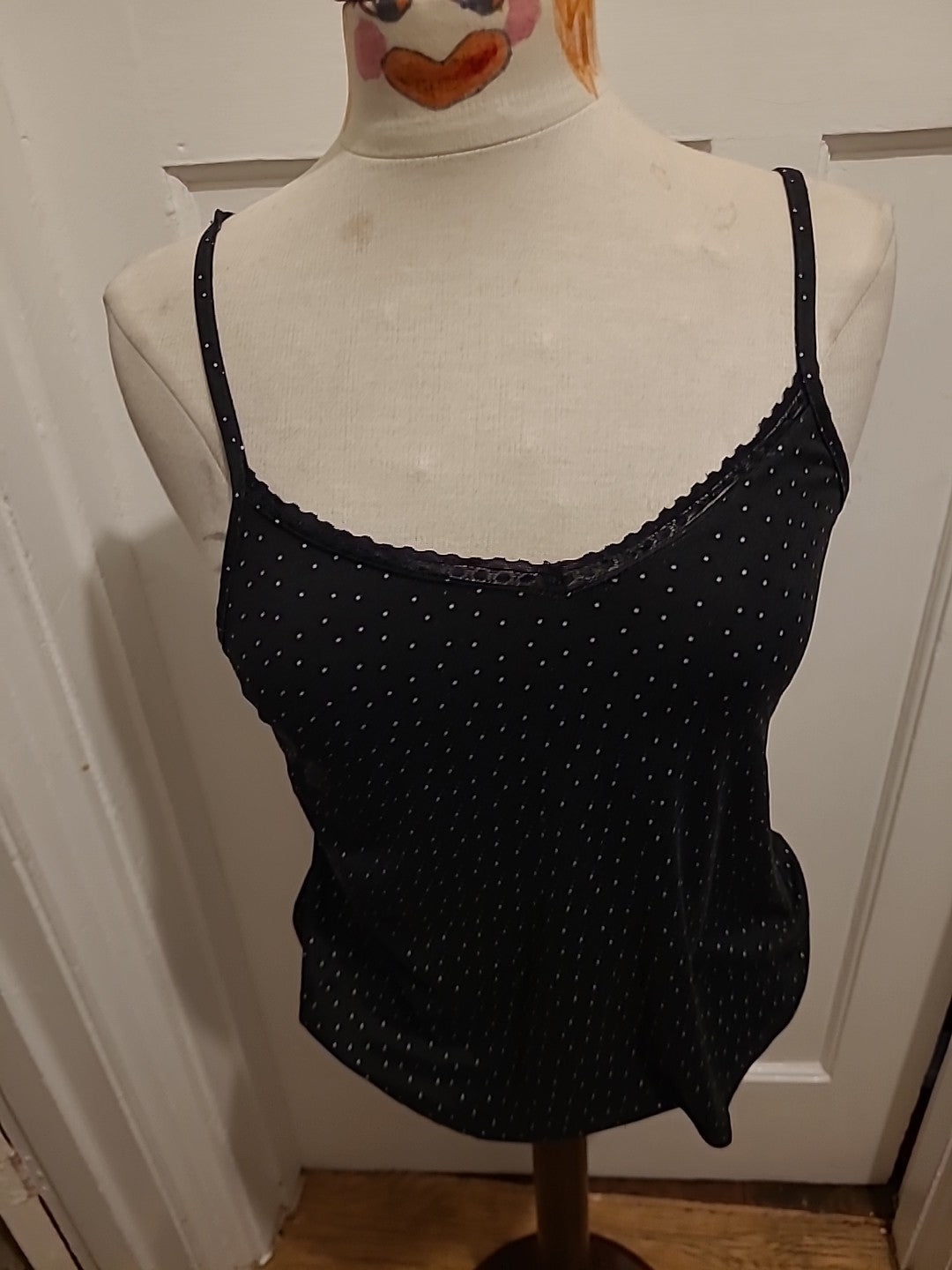 Ladies Primark Size XS Navy Spotted Sleeveless Pyjama Top