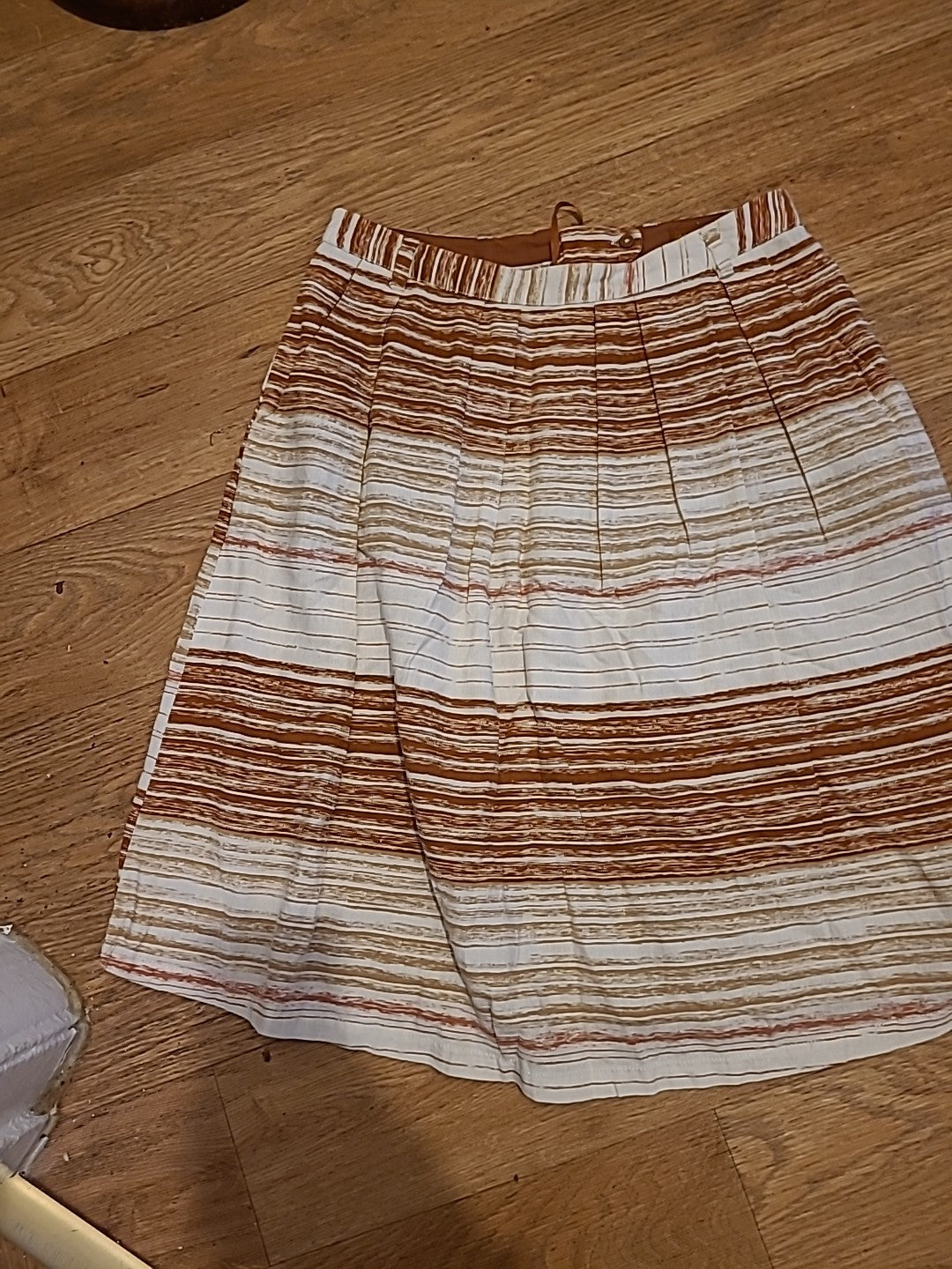 Ladies Next Size 10 Brown/Cream Patterned Flare Skirt