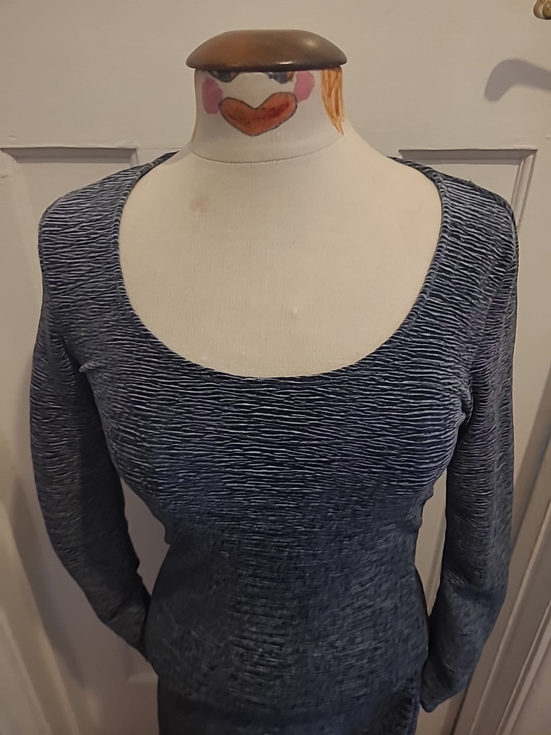 Ladies Weekday Size Small Grey Fleck Long Sleeved Pencil Dress