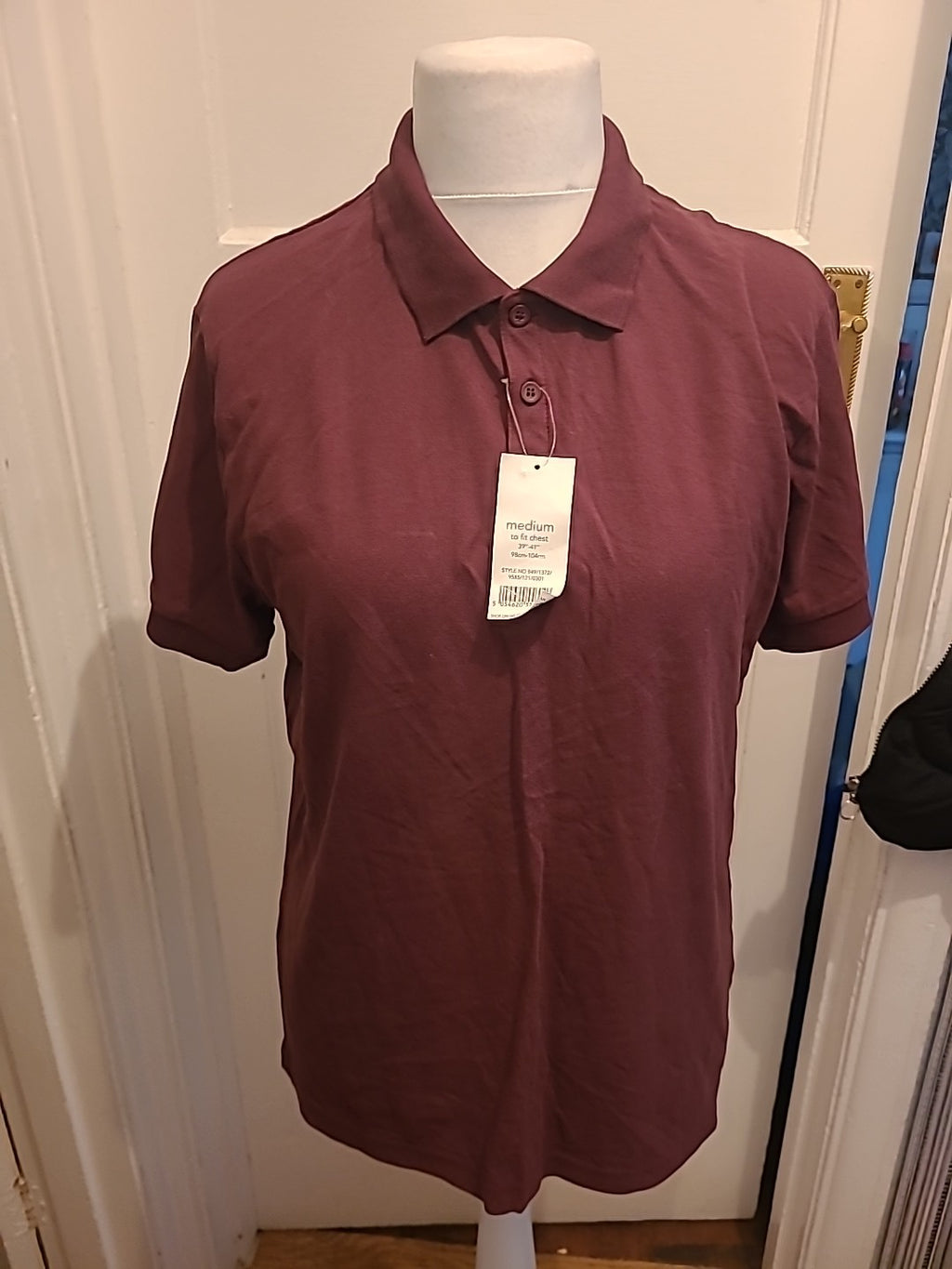 Brand New Mens George Size Medium Purple Short Sleeved Polo
