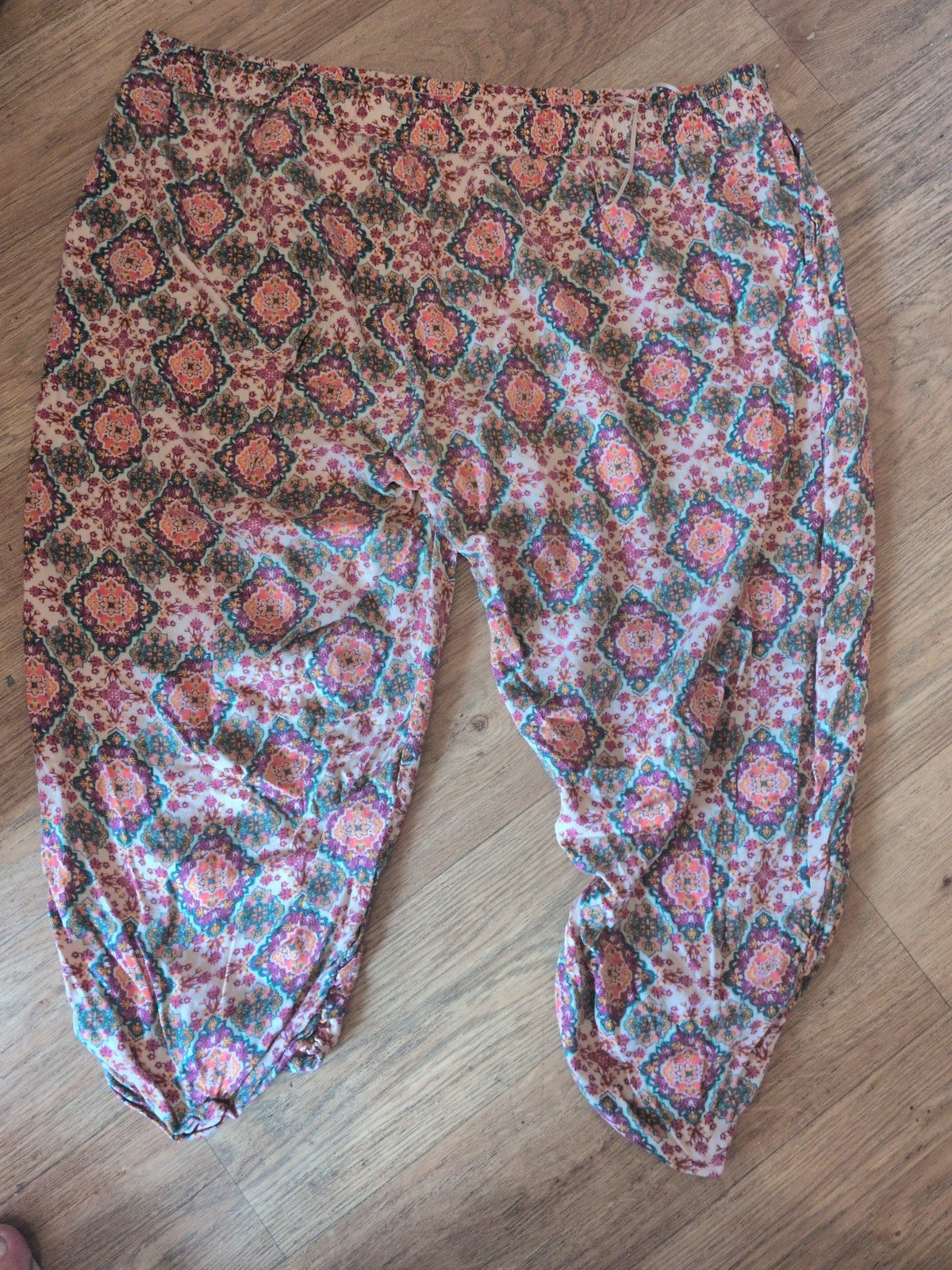 Ladies Size XL Multicoloured Elasticated Ankle Trousers Legging