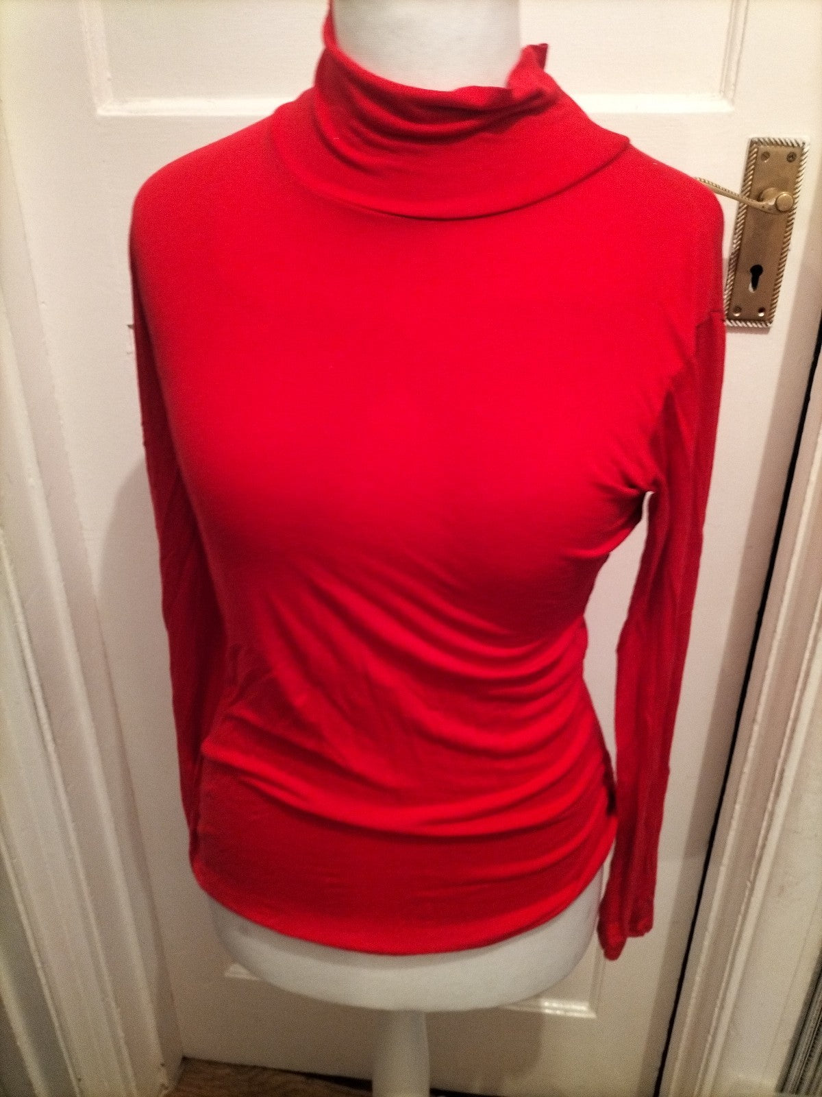 Ladies Size M/L Red Long Sleeved Roll Neck T-shirt
