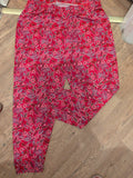 XL Red Floral Patterning Elasticated Pyjama Bottoms