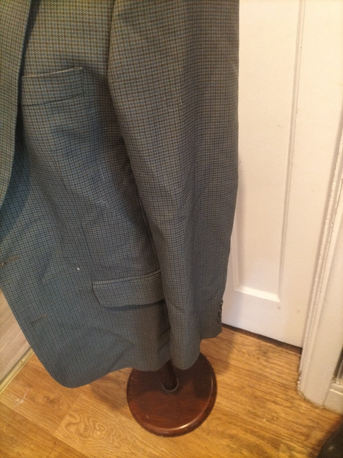 Mens Size 38L Green Check Padded Lined Suit Jacket