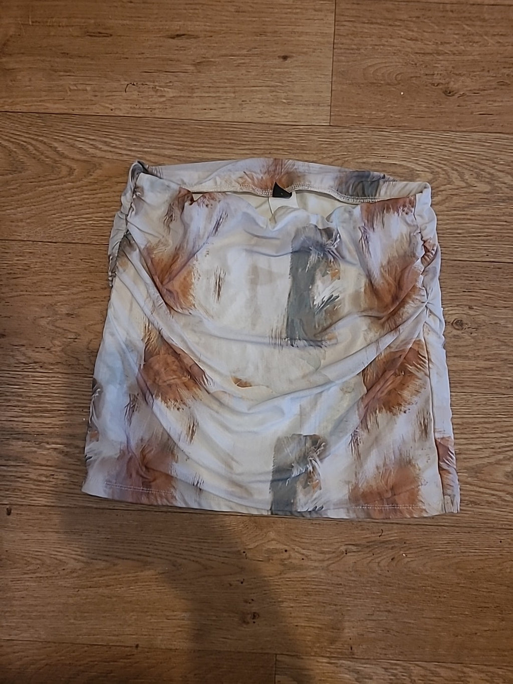 Ladies Shein Size Large Ruched Mini Skirt Brown Cream