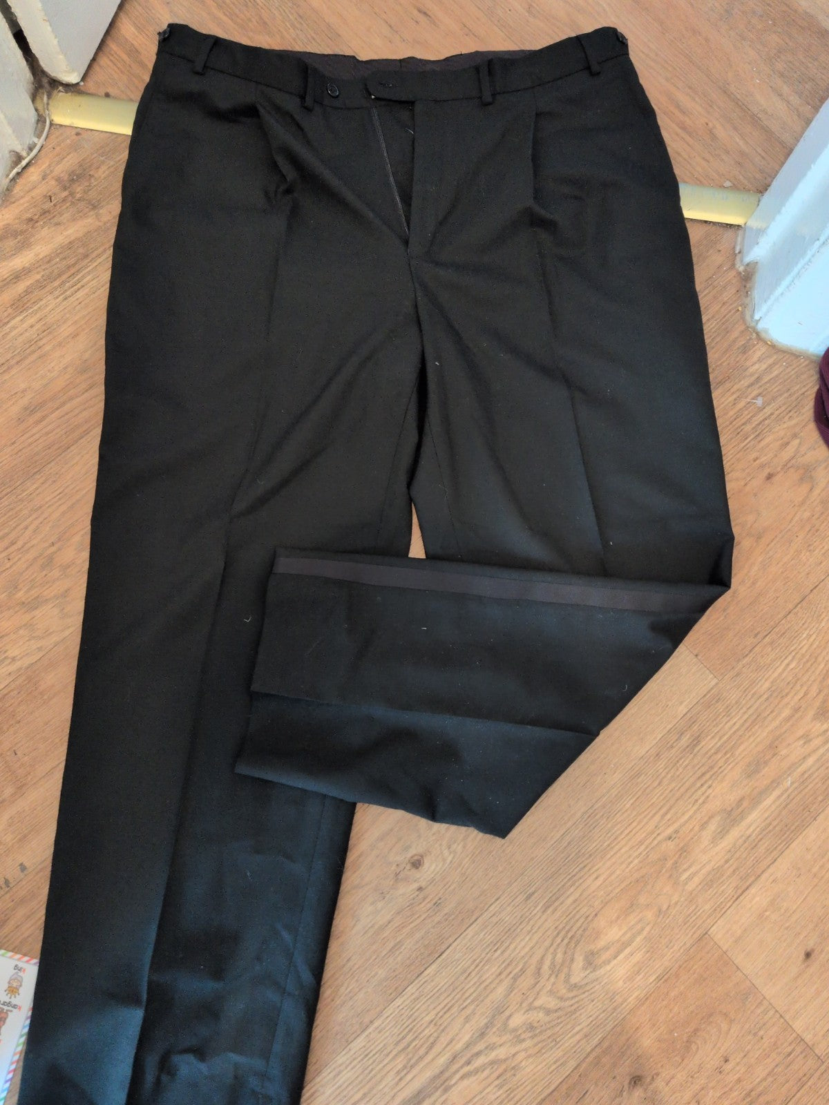 Mens Armando 38W 29L Black Smart Trousers