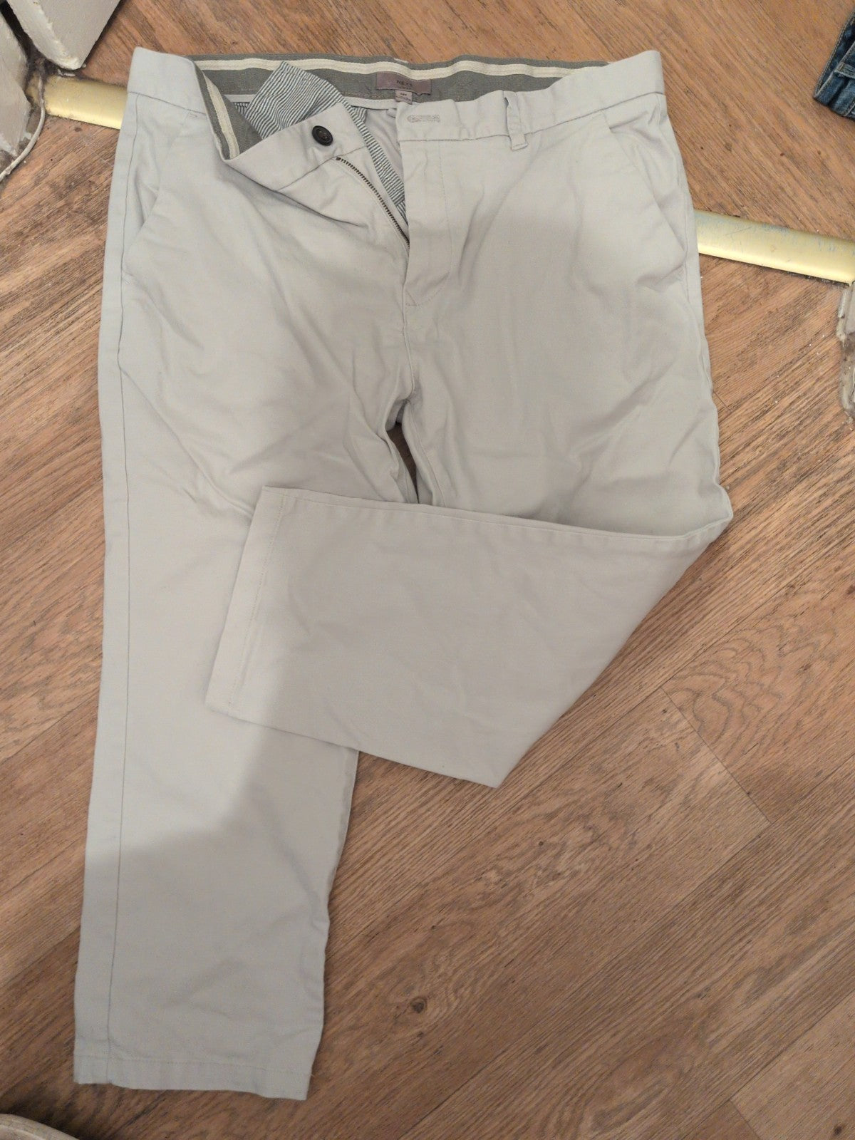 Mens Next 38 Short Leg Slim Fit Stone Trousers Chino