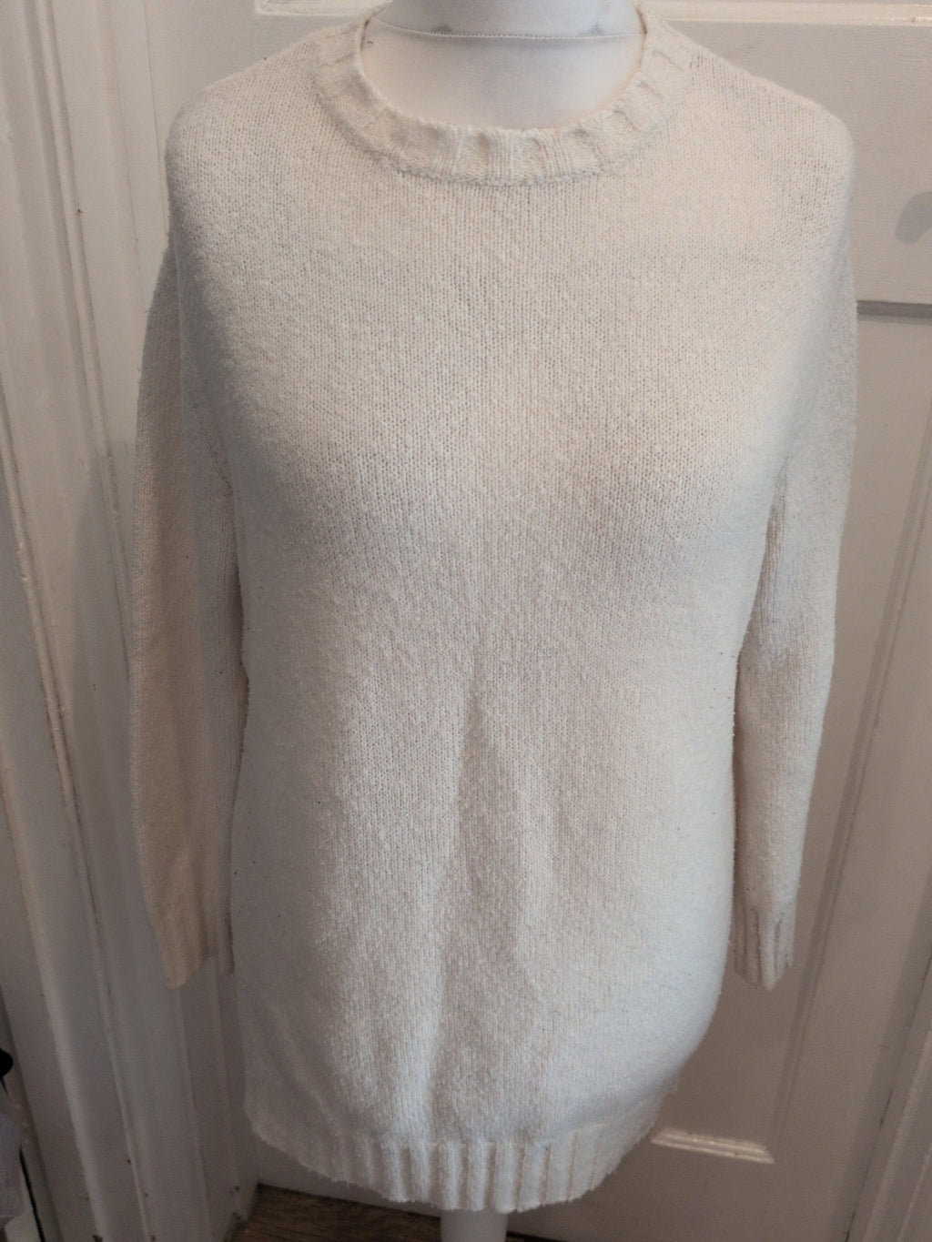 Zara Medium Winter White Long Sleeve Knit Jumper Dress Bobbling