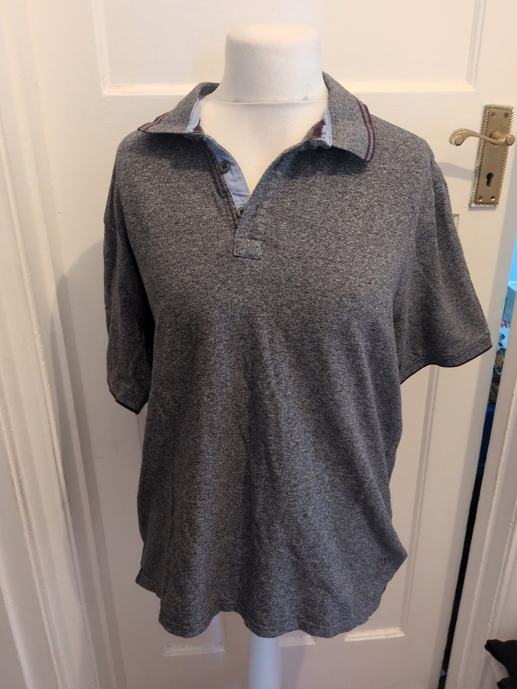 Blue Harbour XL Grey Fleck With Purple Short Sleeve Polo