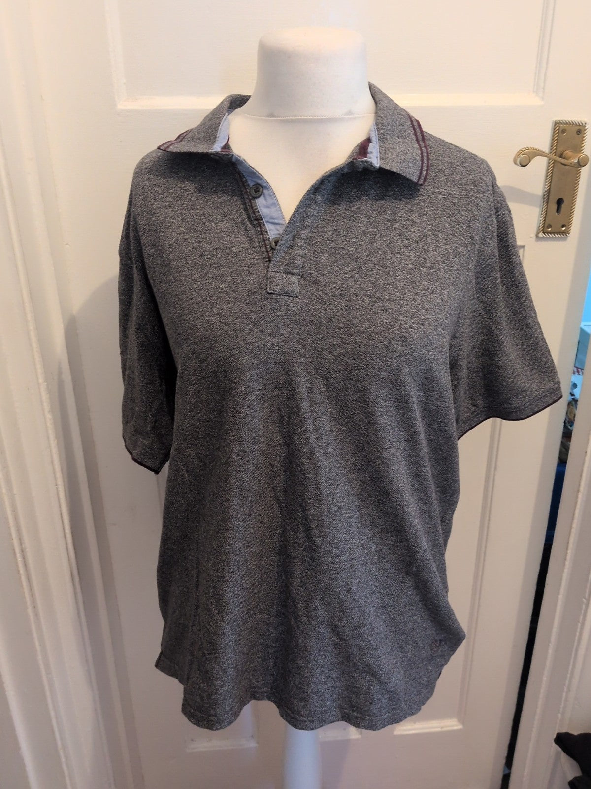 Blue Harbour XL Grey Fleck With Purple Short Sleeve Polo