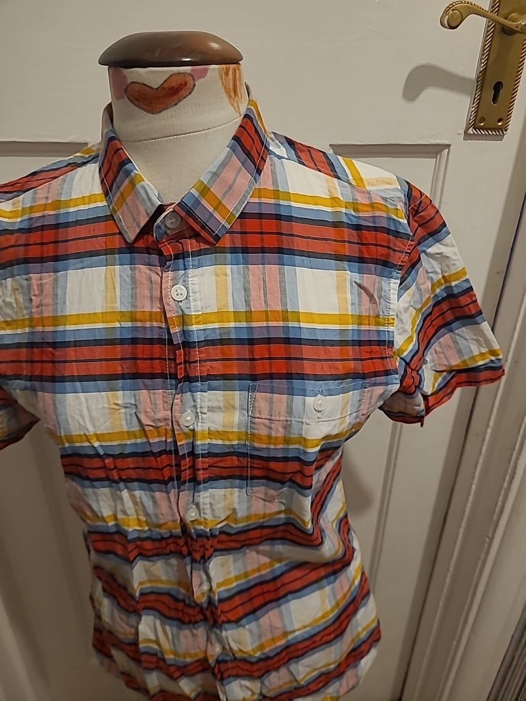 Mens Threadbare Size Medium Multi Check Short Sleeved Shirt