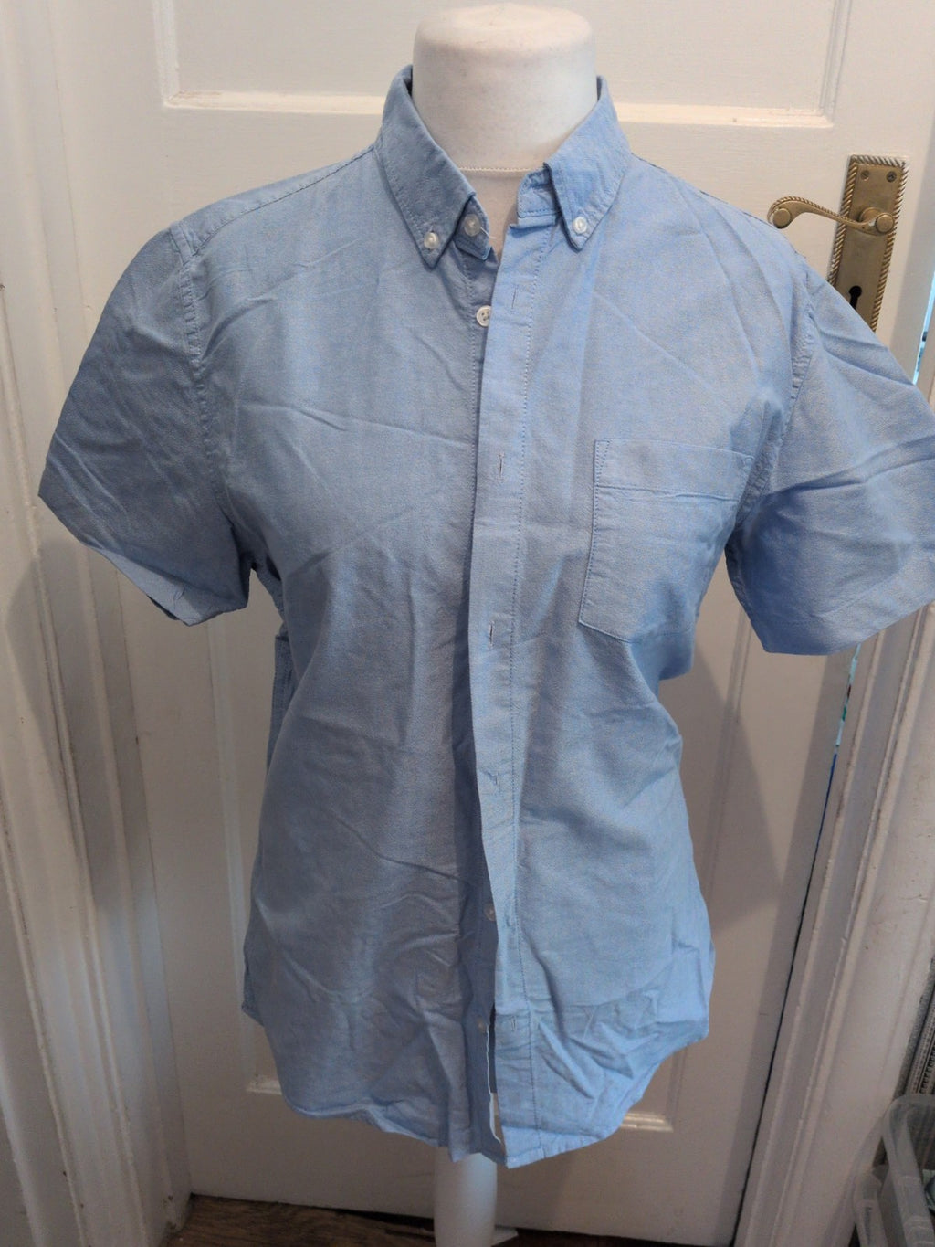 Primark Large Slim Fit Blue Short Sleeve Shirt