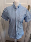 Primark Large Slim Fit Blue Short Sleeve Shirt