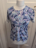 Isle Small Purple Floral With White Sleeve Trim T-shirt
