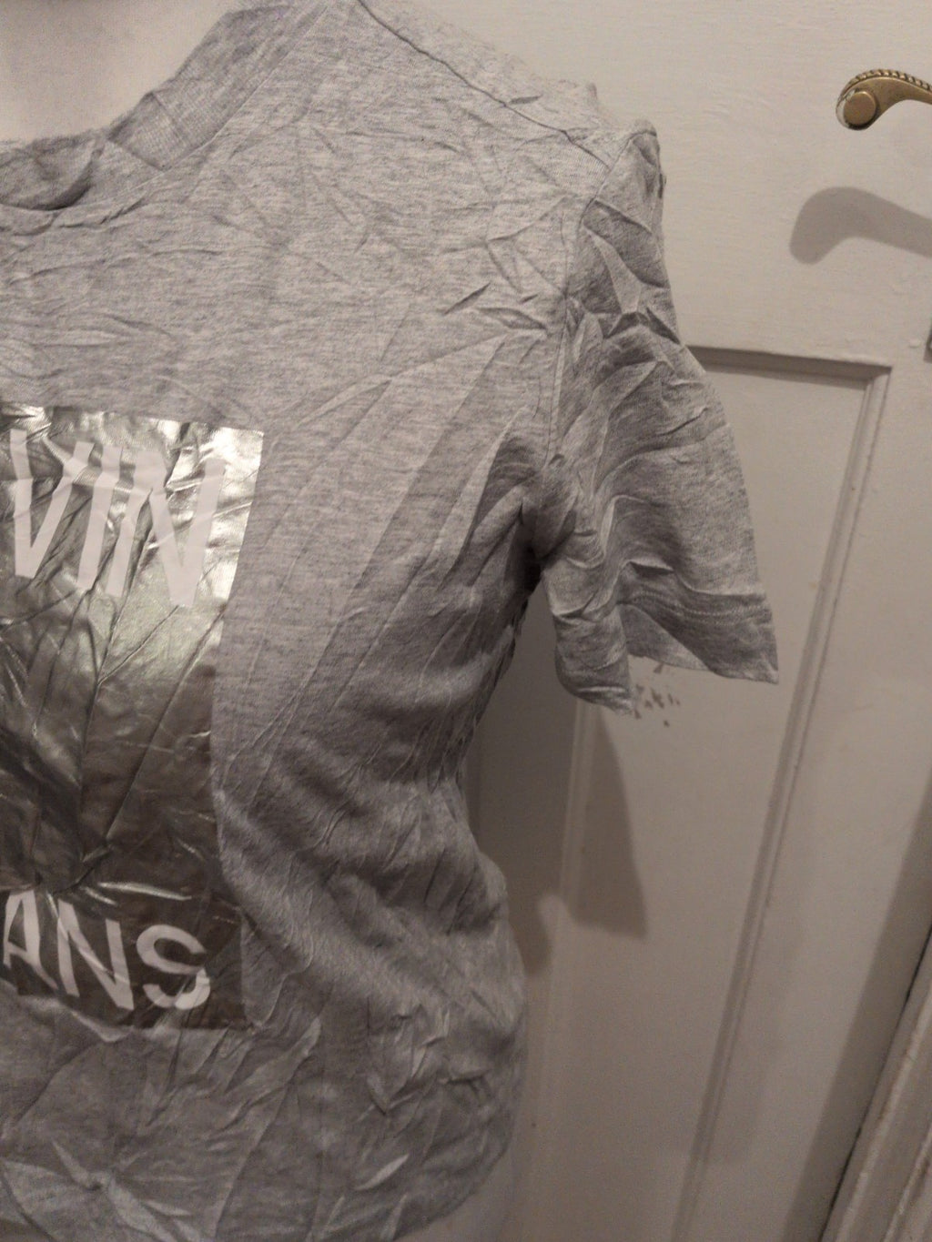 Calvin Klein Jeans Ladies T-shirt Large Grey And Silver