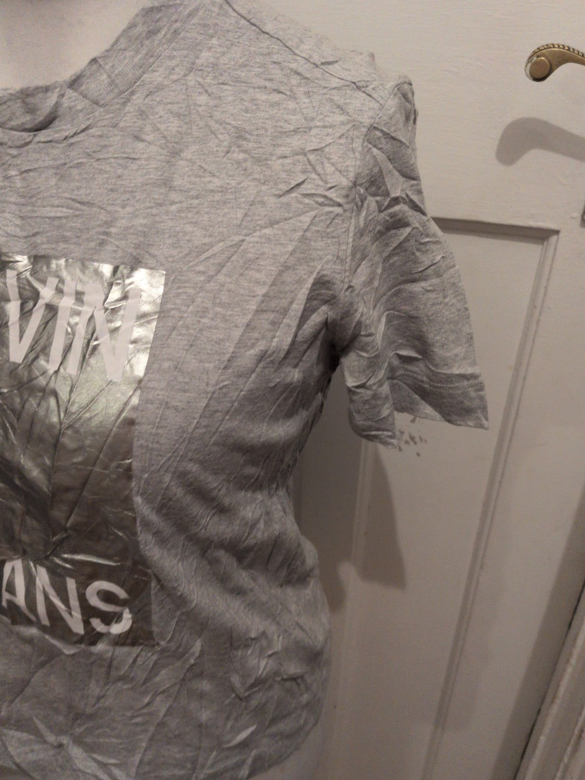 Calvin Klein Jeans Ladies T-shirt Large Grey And Silver