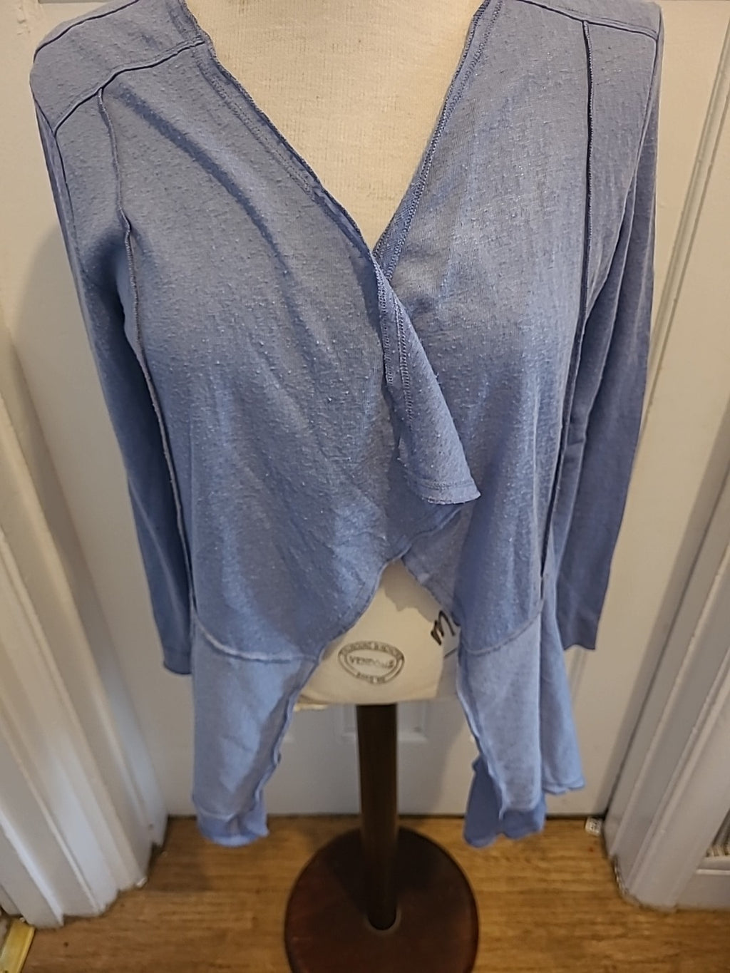 Ladies Marks And Spencer Size 10 Smokey Blue Waterfall Cardigan