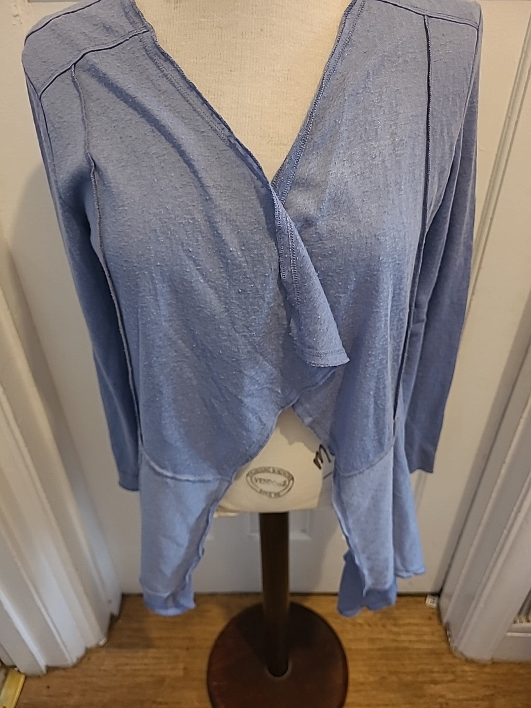 Ladies Marks And Spencer Size 10 Smokey Blue Waterfall Cardigan