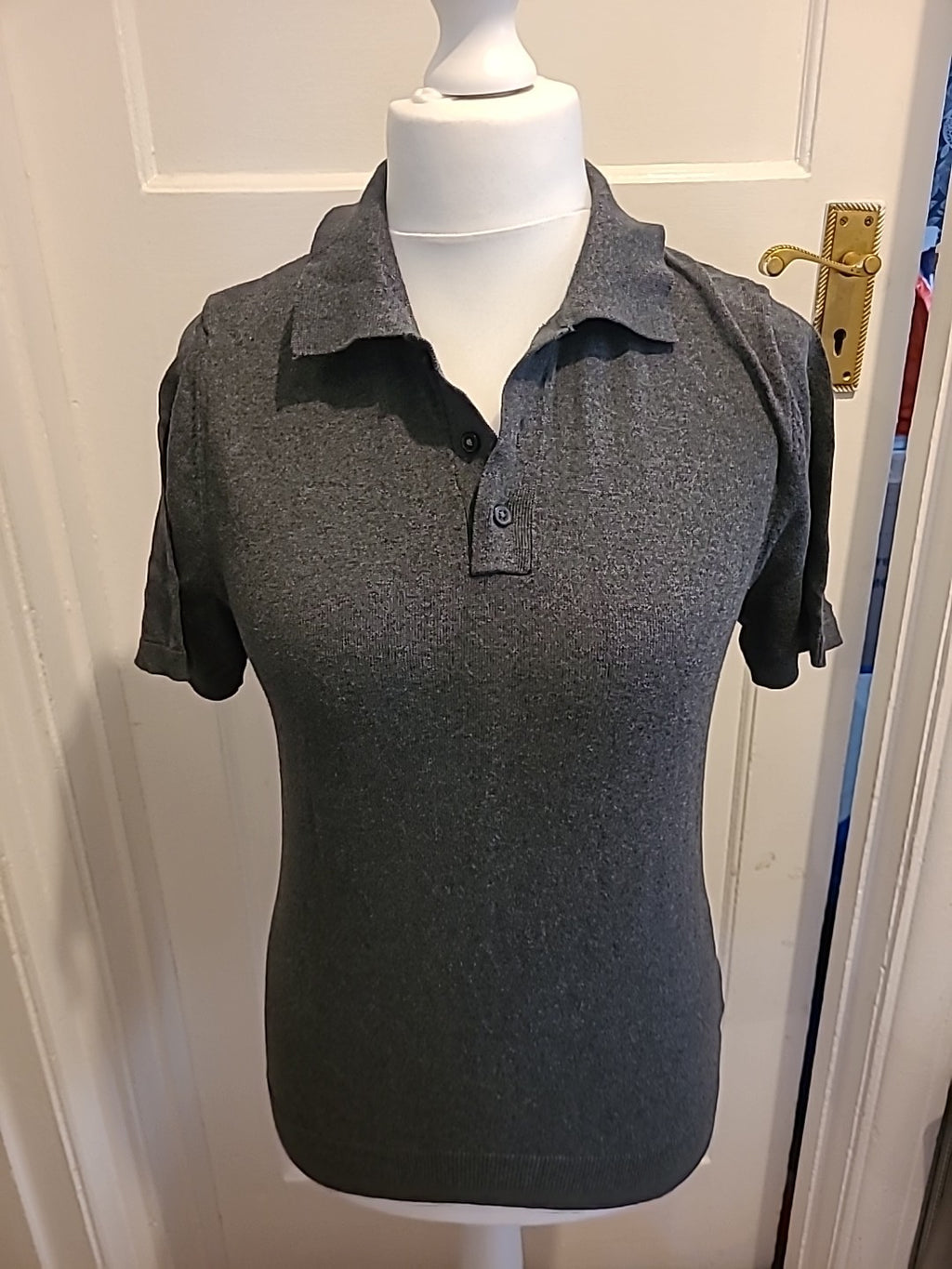 Mens Next Size Small Dark Grey Short Sleeved Polo