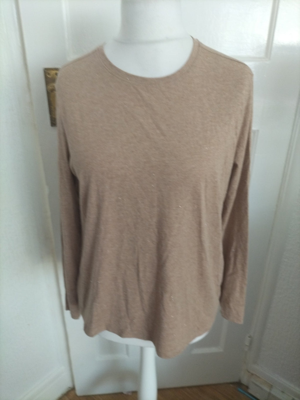 Ladies Tu 16 Brown With Glittery Shimmer Long Sleeved Tshirt