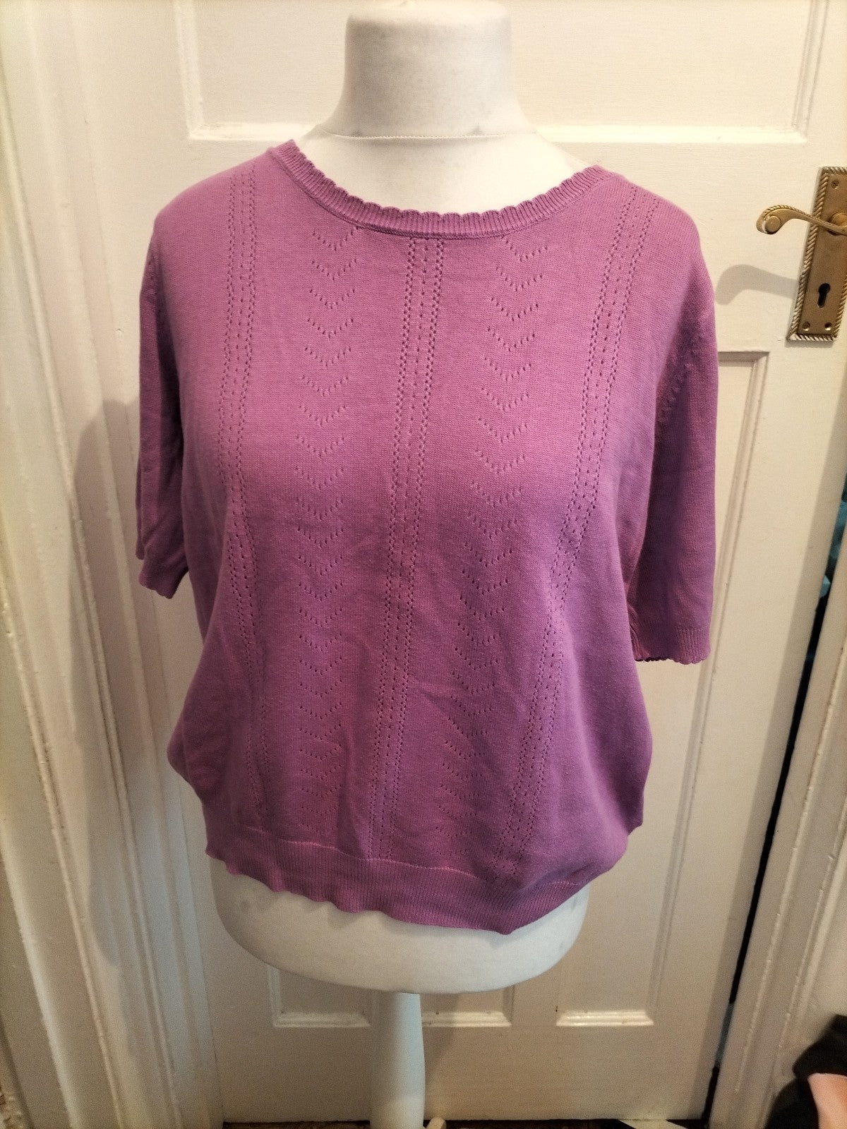 RR Fr XL Purple Short Sleeve Blouse