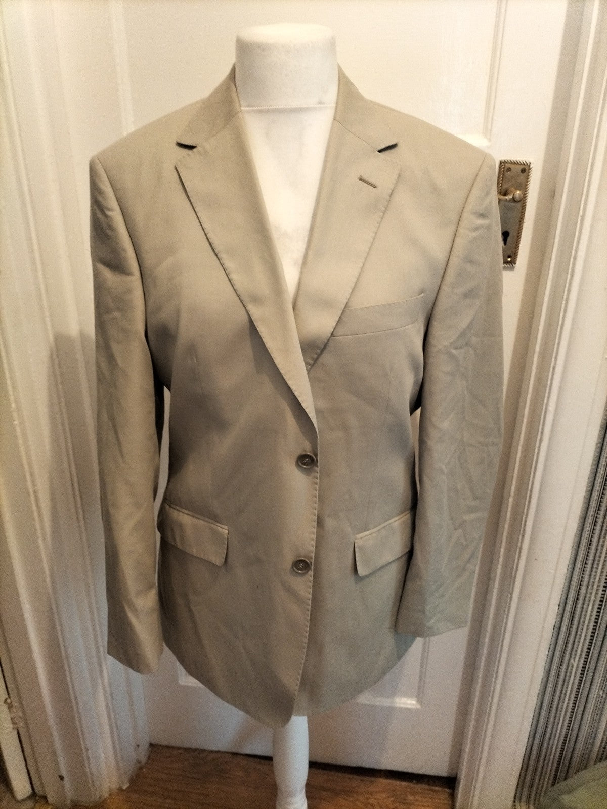Mens Marks And Spencer Tailoring Size 40s Beige Lightweight Tuxedo Jacket