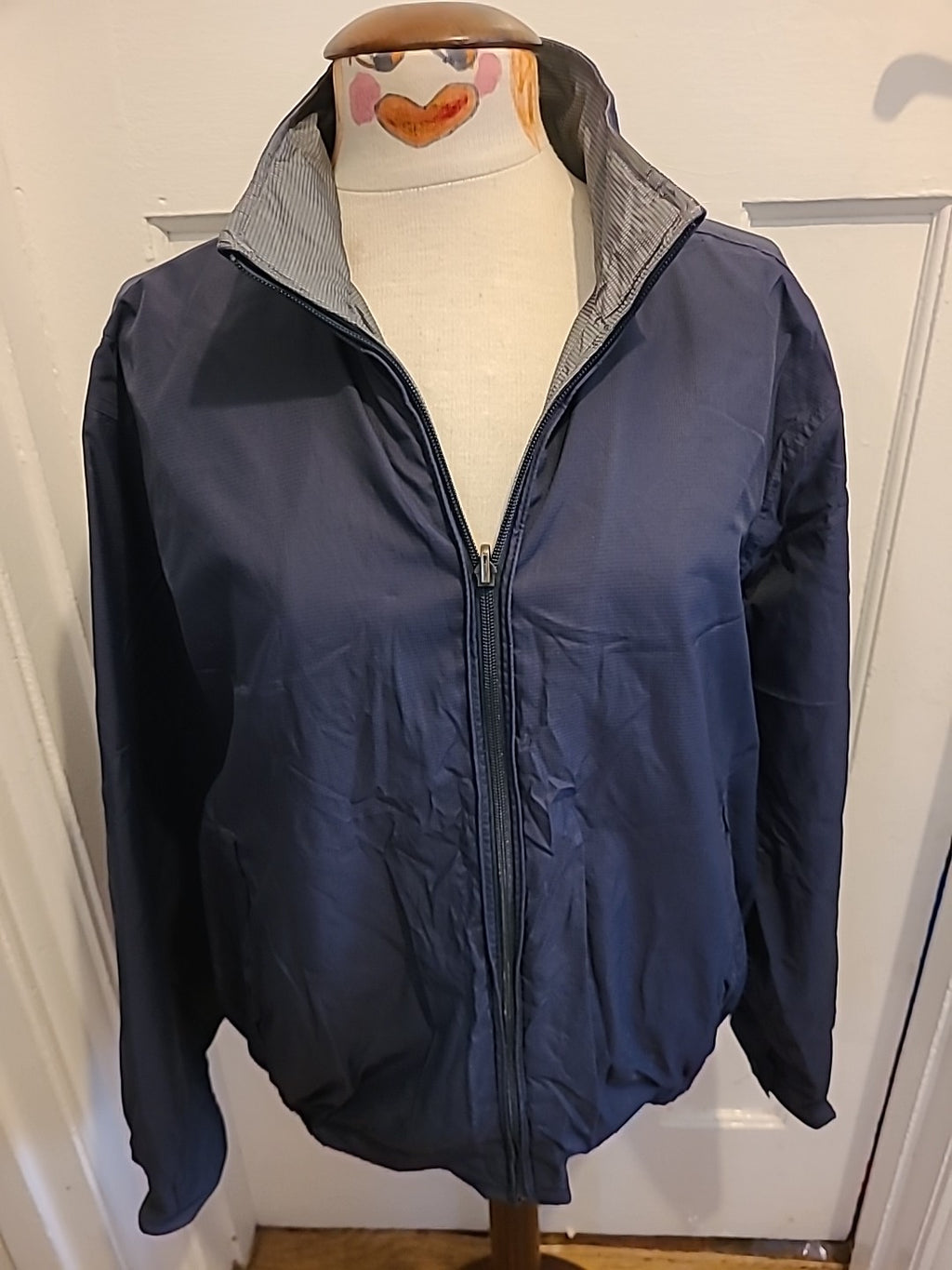 Mens Size Large Navy/Grey Reversible Zipped Jacket