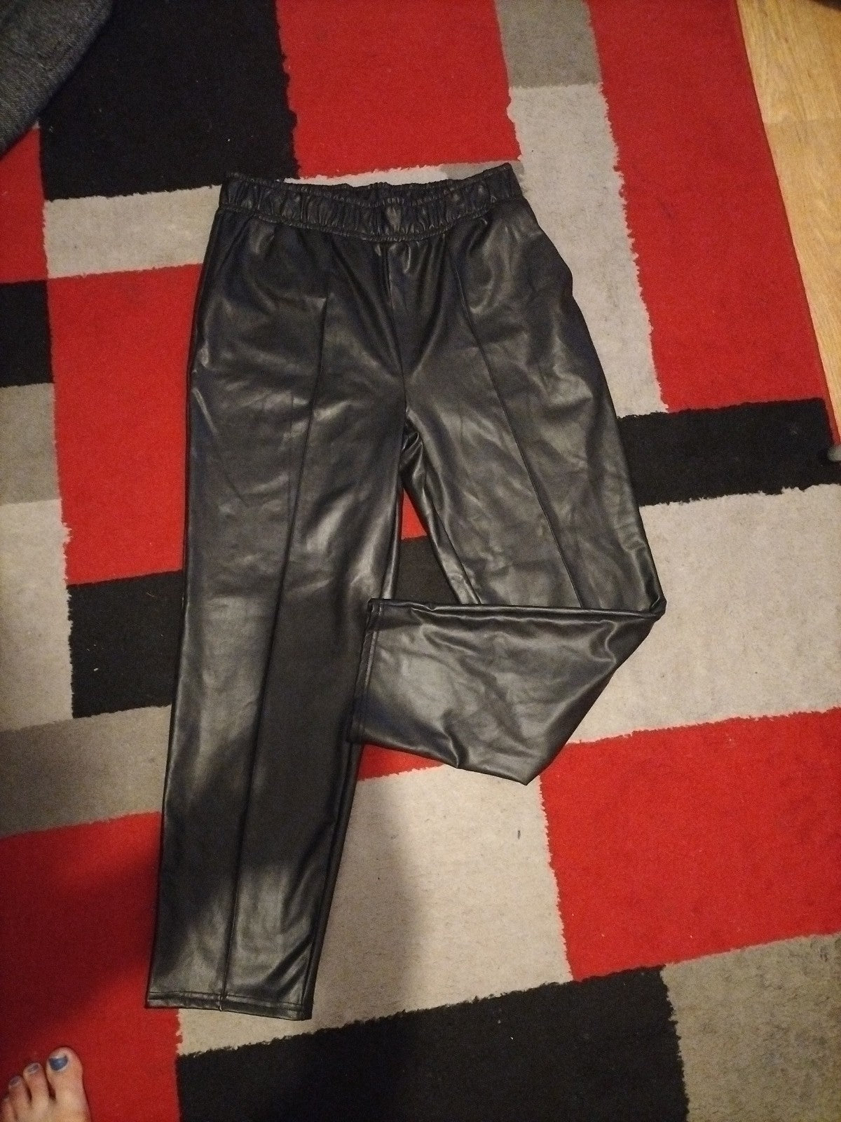 Ladies Papaya Size 12 Elasticated Pleather Trousers